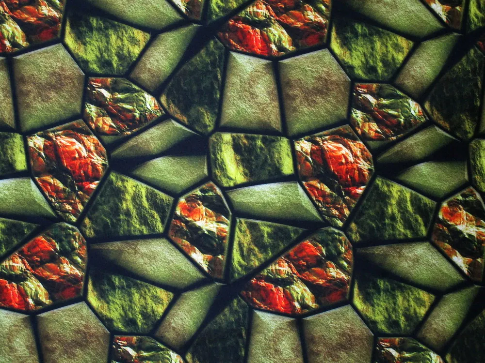 Hodváb olivový "zeleno-pomarančové kamene"