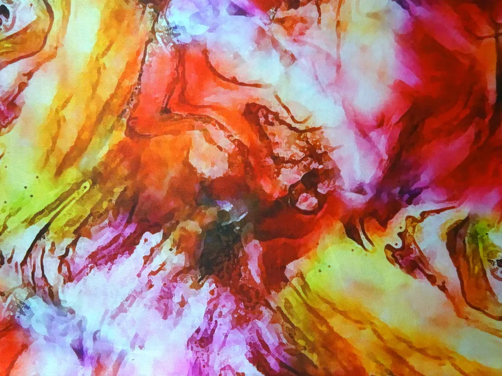 Satén s hodvábom farebný "rozpité fľaky" - zbytok