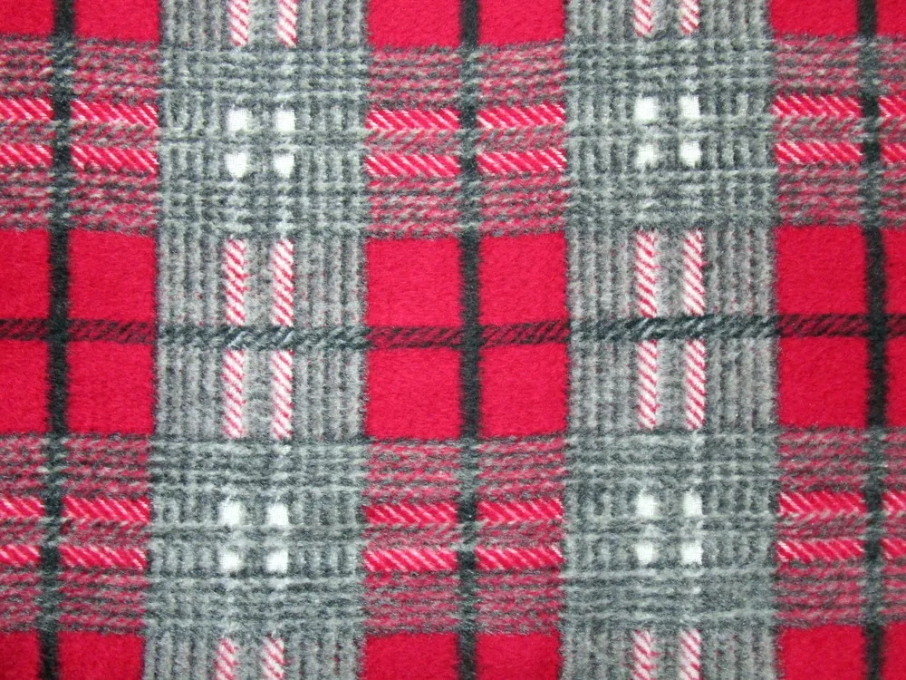 Kabátovina červená "sivo-čierne káro"