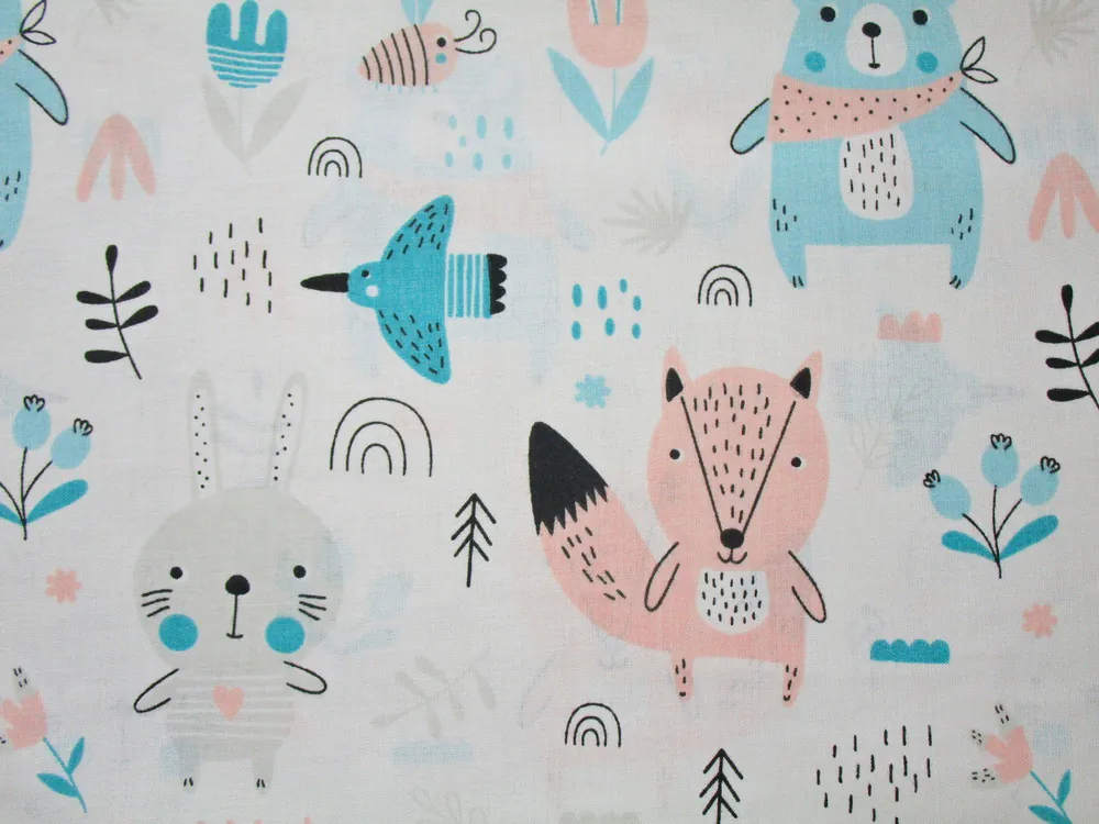 Bavlna biela "zvieratká" 