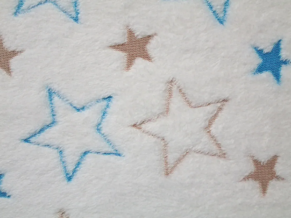 Fleece smotanový "modré a hnedé hviezdičky"