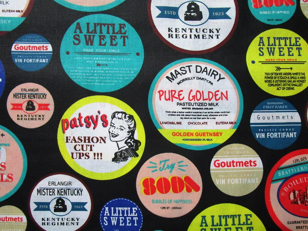 Bavlna čierna "farebné etikety" 