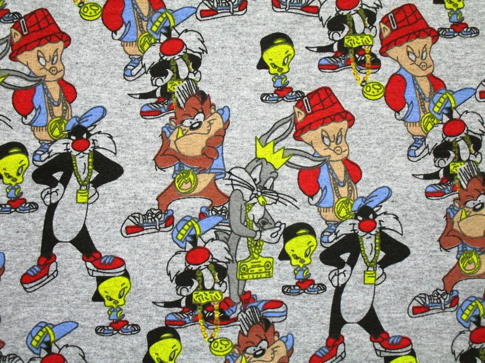 Teplákovina sivý melír "Disney postavičky"