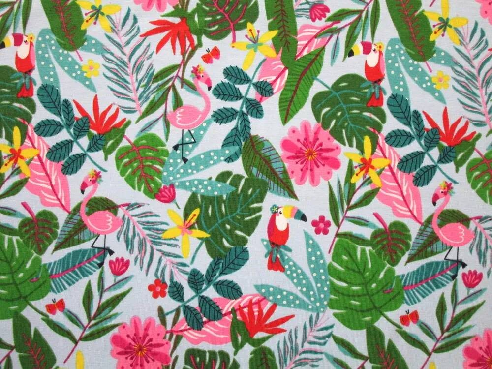 Úplet modrý "zvieratká,kvety,listy" 