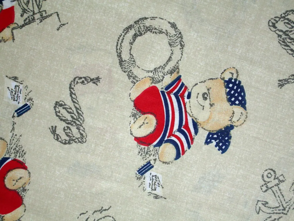 Bavlna béžová "macko námorník" 