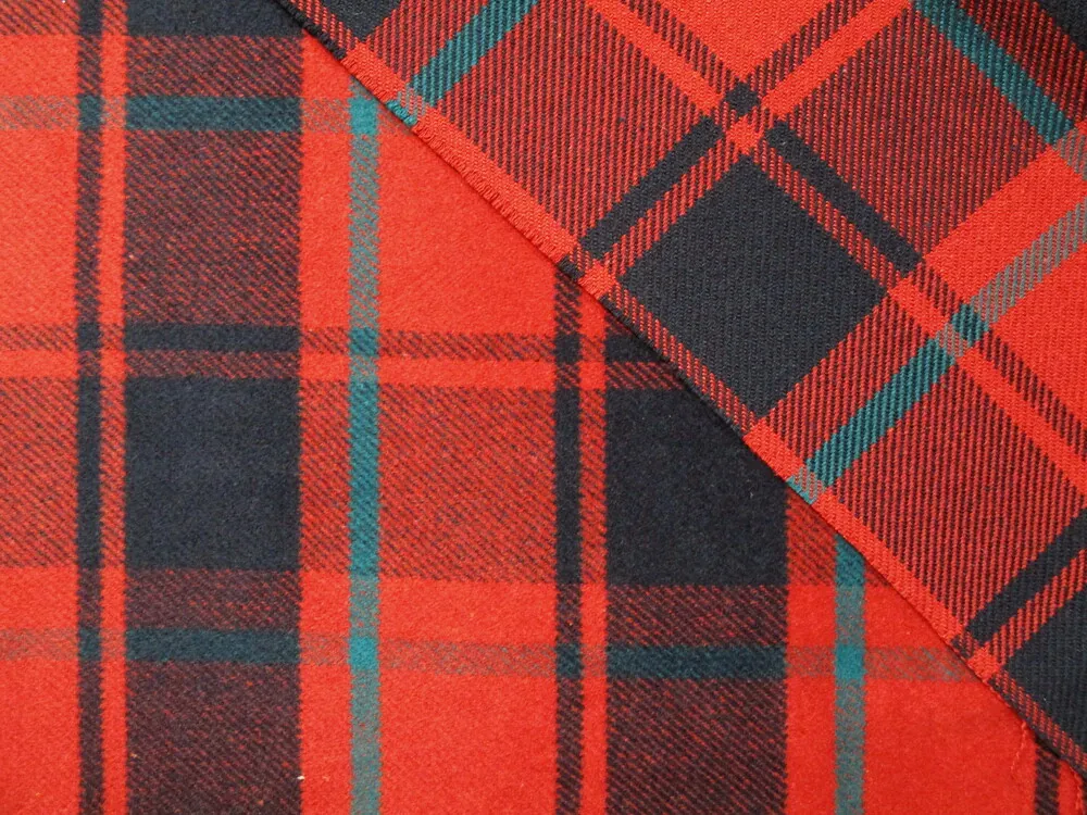 Kabátovina pomarančová "tyrkysovo-modré káro"