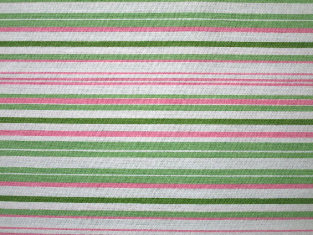 Bavlna biela "ružový a zelený pásik" - certifikovaná