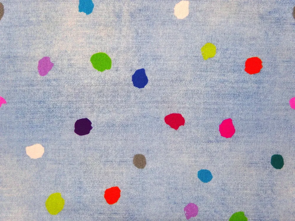 Úplet denim modrý "farebné bodky"