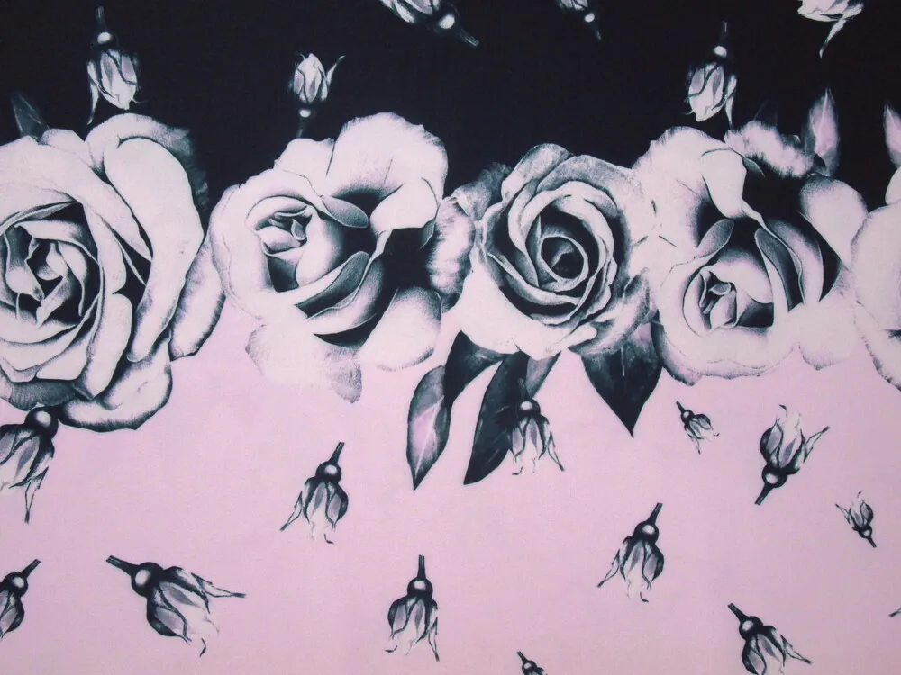 Šatovka Ela ružovo-tmavomodrá "kvety" - bordúra obojstranná - zbytok