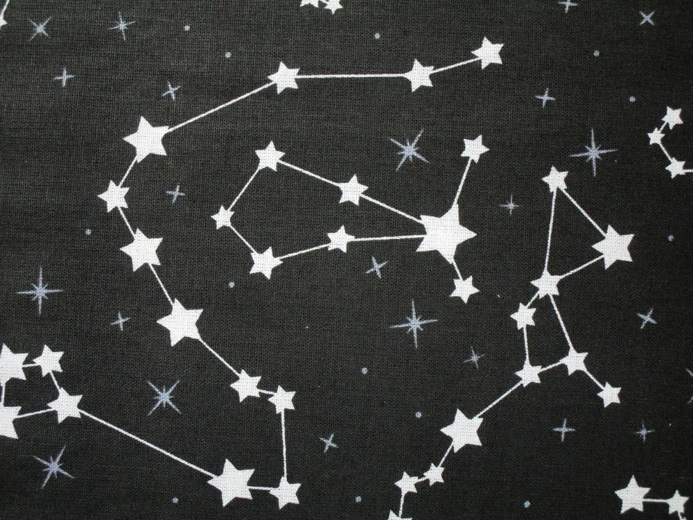 Bavlna čierna "biela hviezdna obloha"