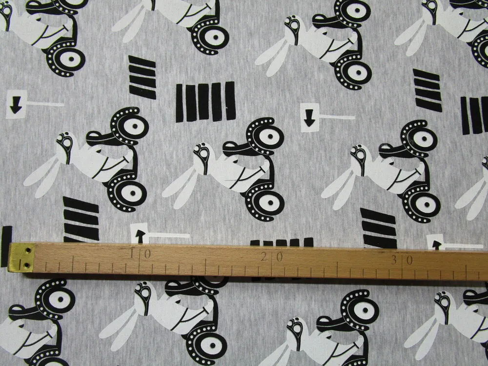 Teplávkovina sivý melír "zajko na mopede"