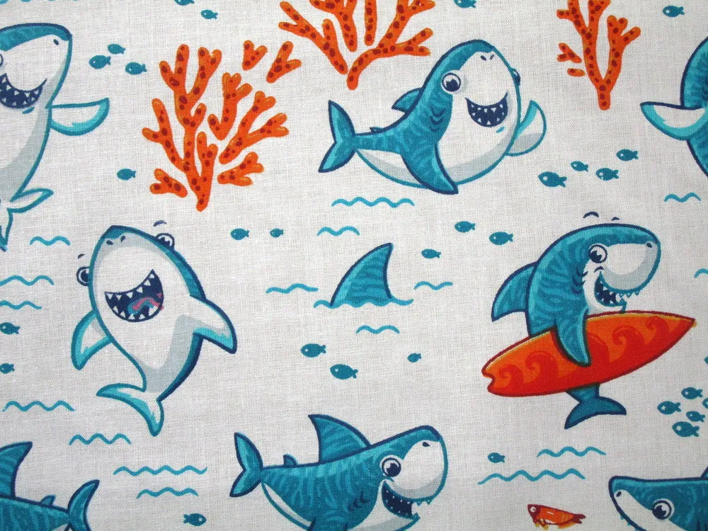 Bavlna biela "veselý žralok"