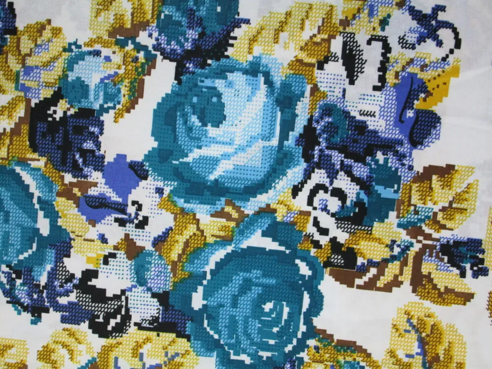 Úplet biely "tyrkysové kvety" - zbytok