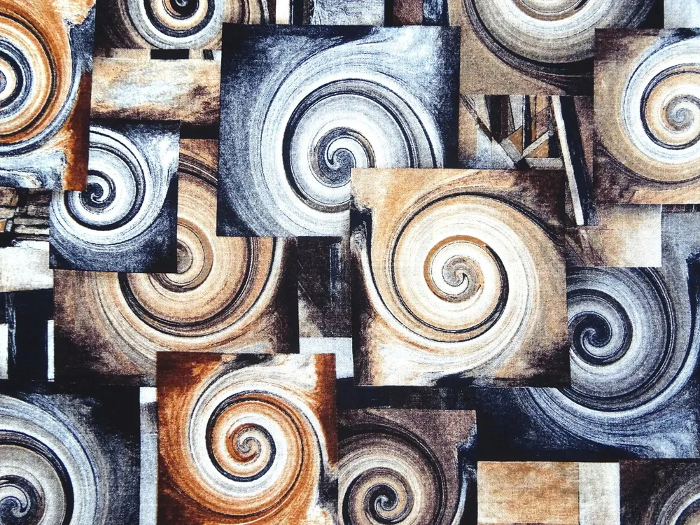 Šatovka čierna "béžovo-sivo-modrý vzor"