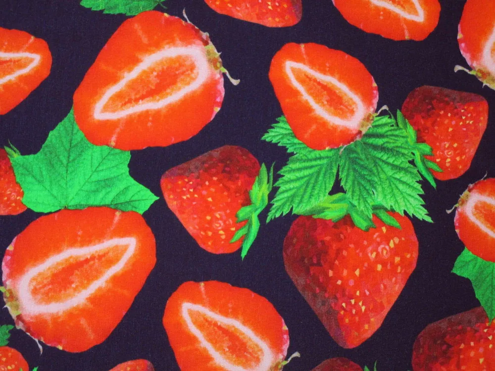 Úplet tmavomodrý "jahody" - digitálna tlač