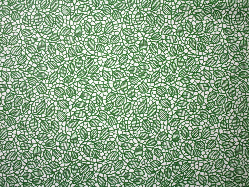 Bavlna smotanová "zelené listy" 