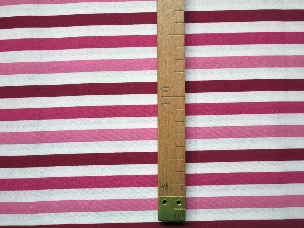 Bavlna biela "ružový a bordový pásik"