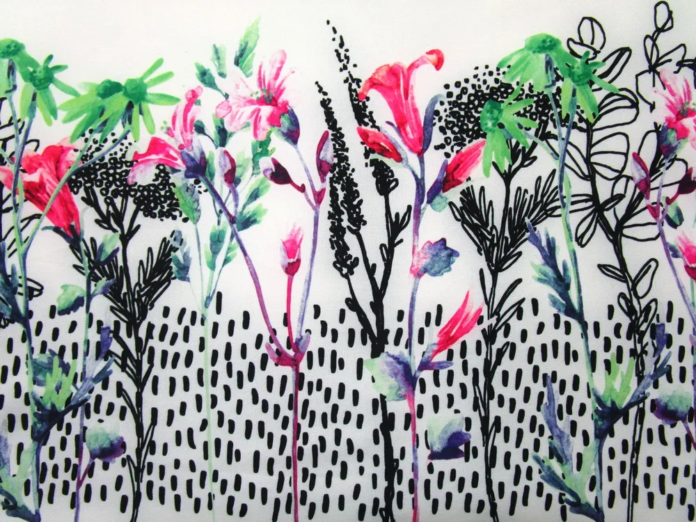 Šatovka maslová "kvety, bodky" - bordúra obojstranná