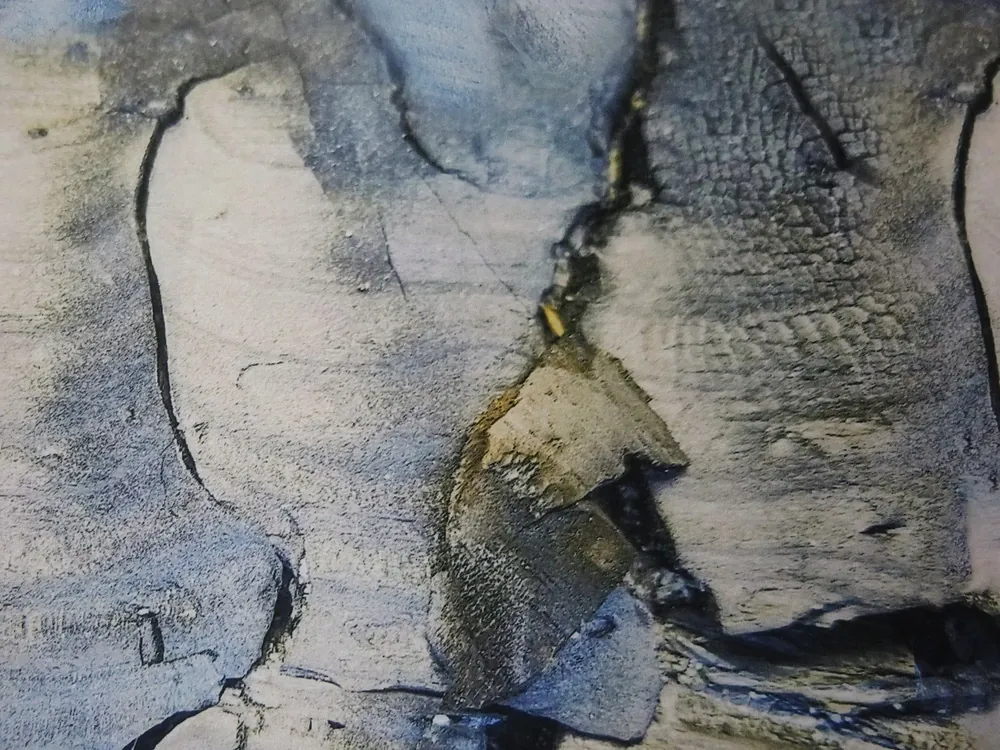 Hodváb béžovo-zelenkavo-modrý "mramor" 