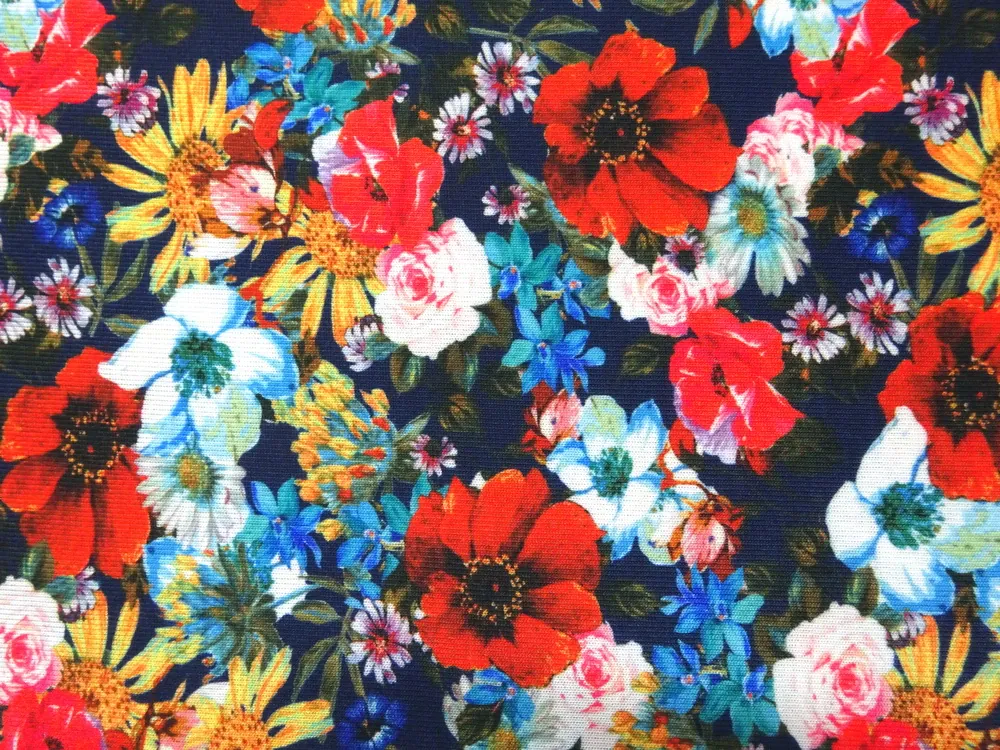 Úplet tmavomodrý "farebné kvety"