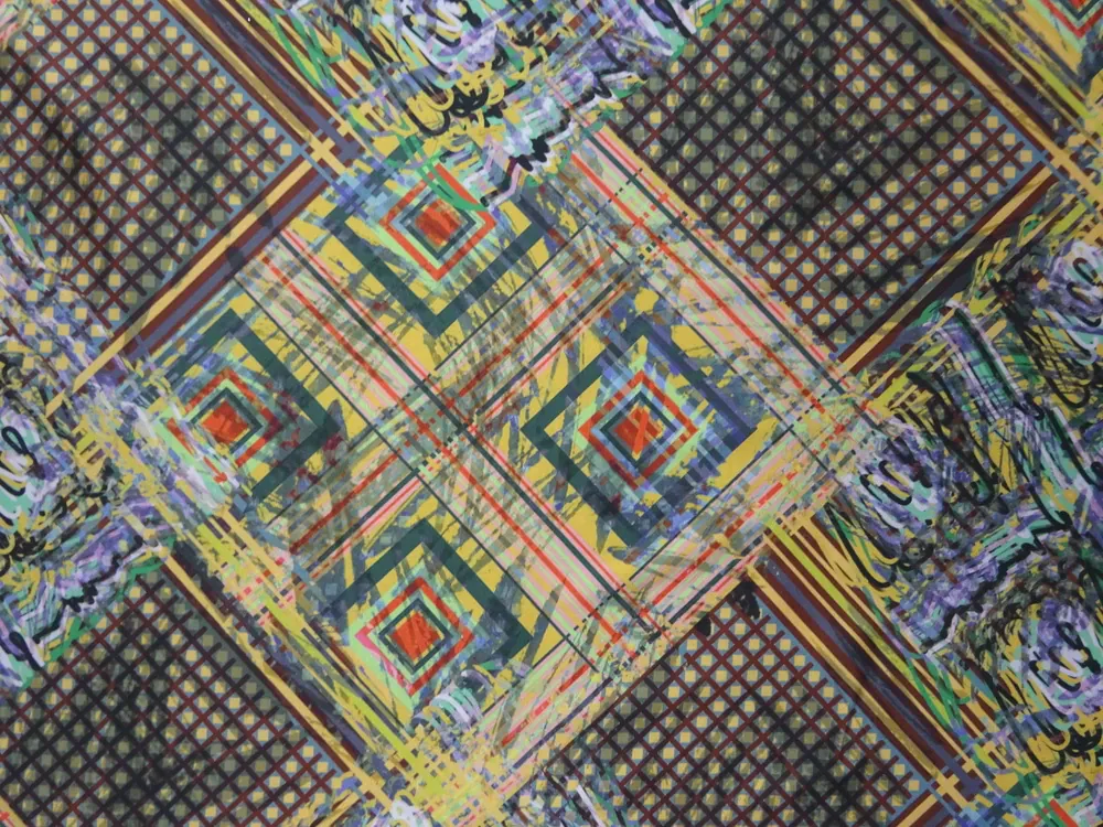 Hodváb medový "farebný vzor" 