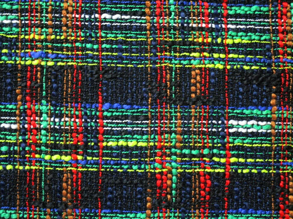 Kabátovina modro-čierna "farebné nitky"