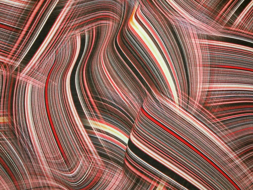 Hodváb červeno-hnedý "vlnovky" 