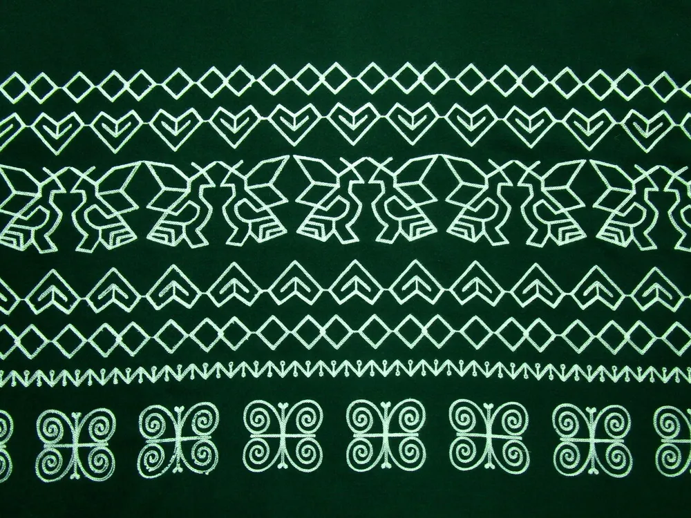 Flauš zelený "Čičmany" - bordúra jednostranná