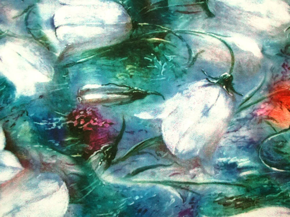 Šatovka zeleno-modro-fialová "zvončeky"