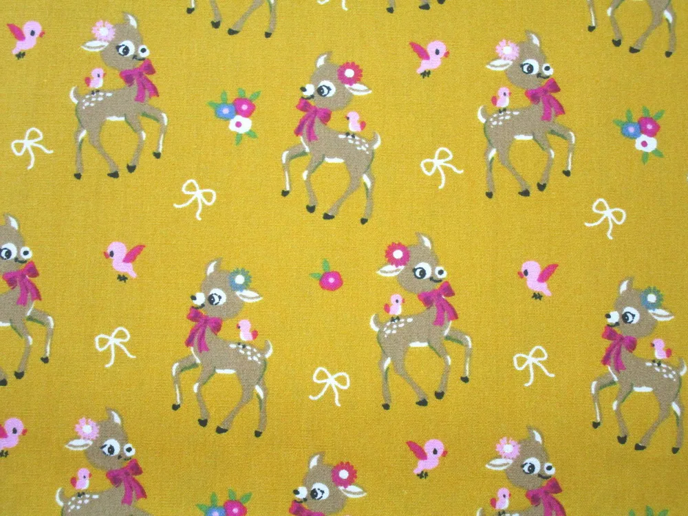 Bavlna horčicová "srnka, vtáčik"