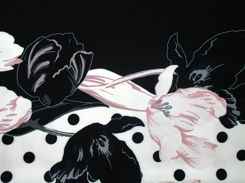 Šatovka smotanovo-čierna "kvety, bodky" - raport