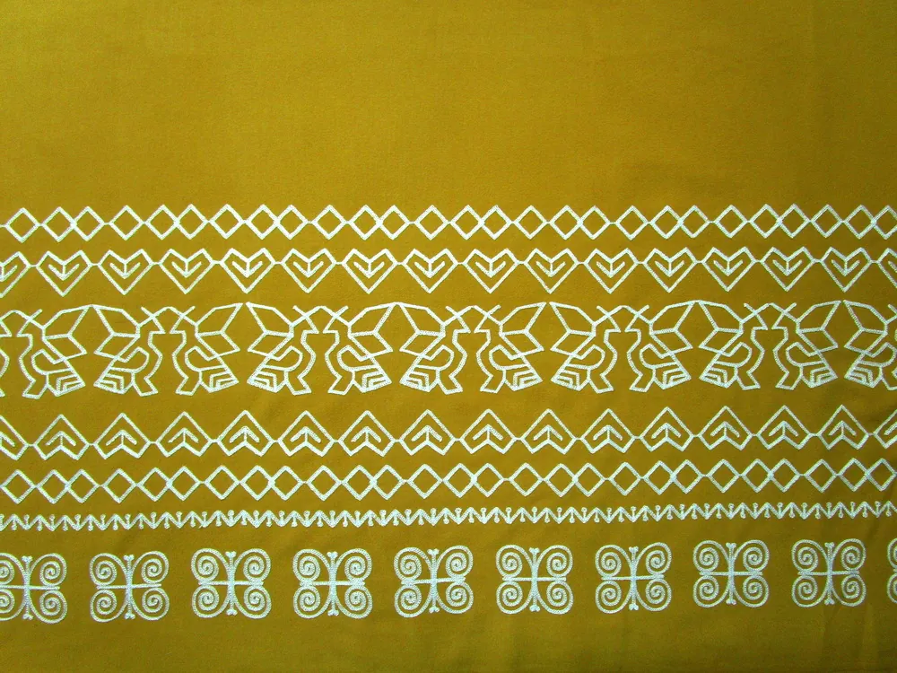 Flauš horčicový "Čičmany" - zbytok, bordúra jednostranná