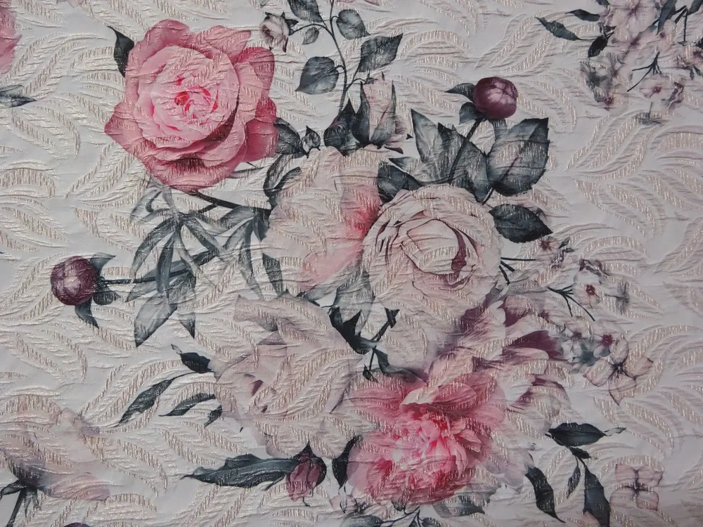 Žakard púdrový "kvety, plastický vzor" 