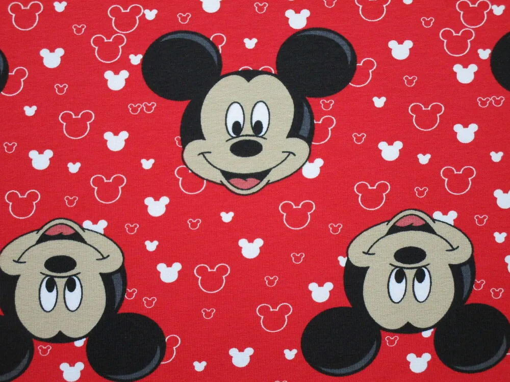 Teplákavina červená "Mickey" 