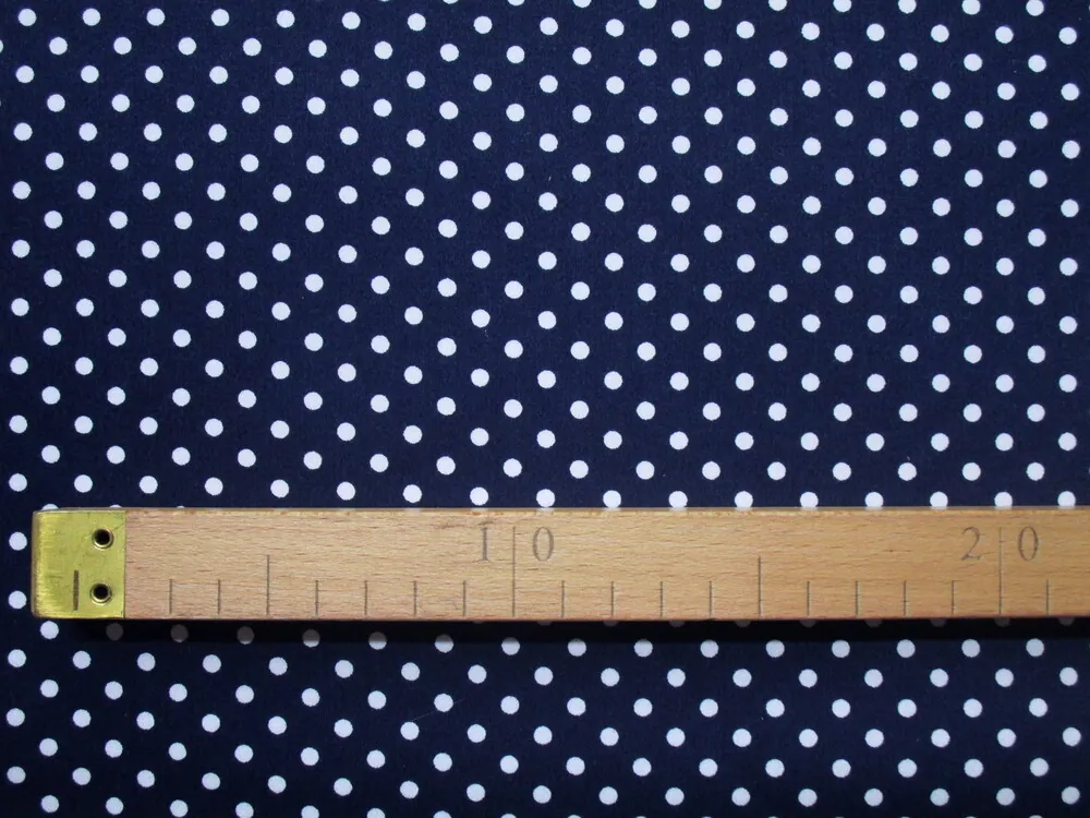 Satén bavlnený tmavomodrý "biela bodka"