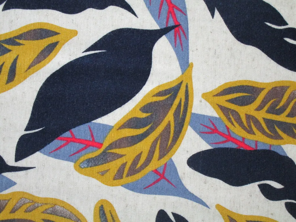 Úplet maslovo-béžový "horčicové a modré listy"