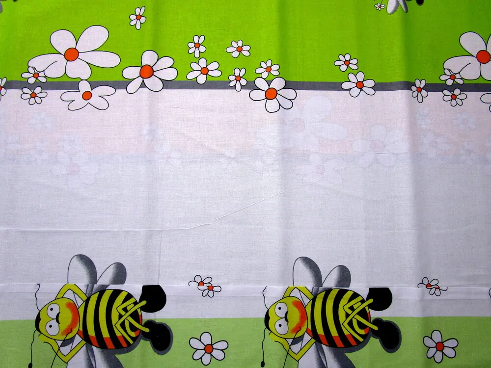 Bavlna pomarančovo-bielo-zelená "včielka"