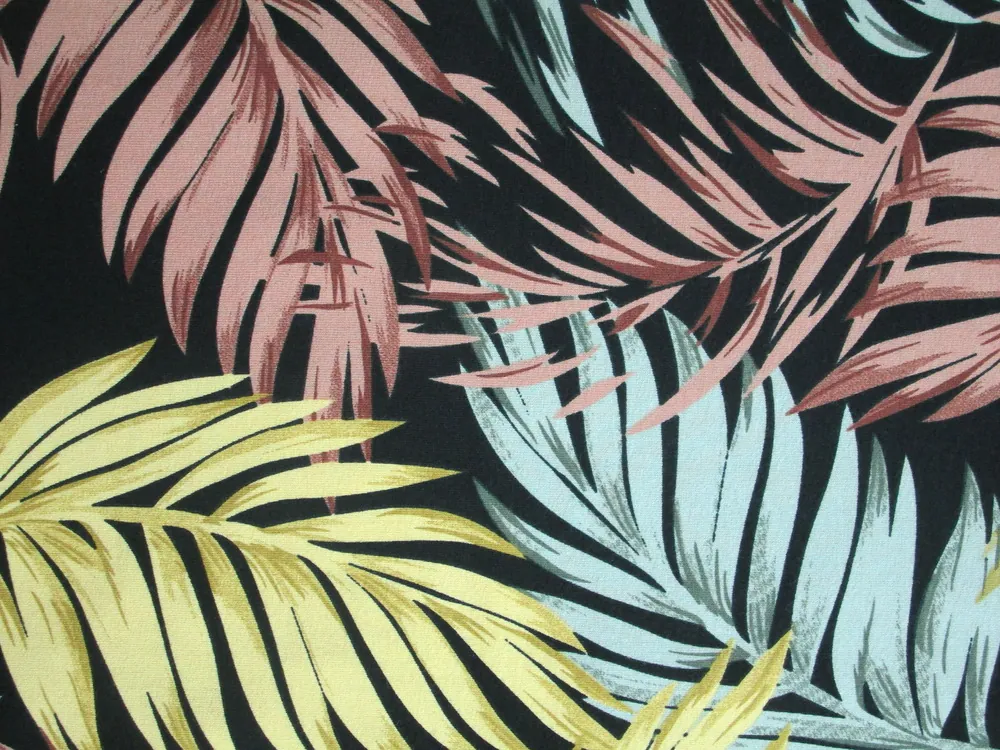 Teplákovina čierna "zelené a hnedé listy"