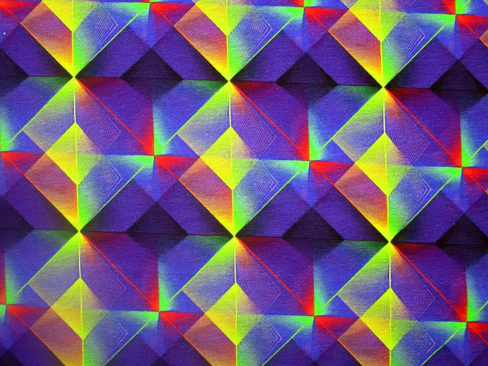 Teplákovina modro-fialová "geometrický vzor" 