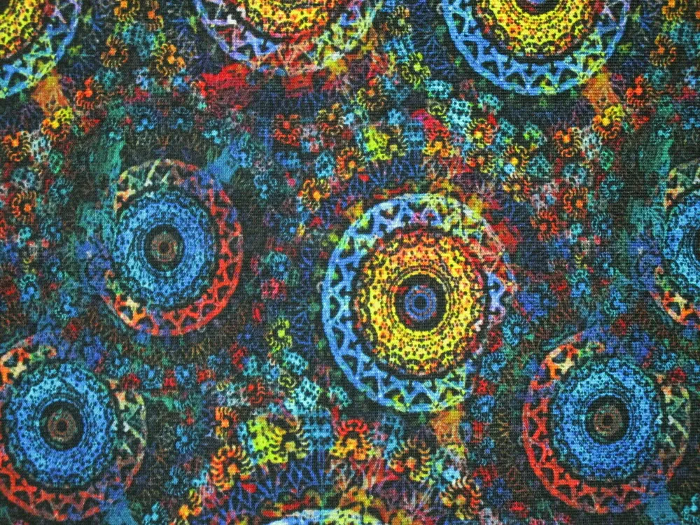 Úplet čierny "žlto-modrá mandala" 