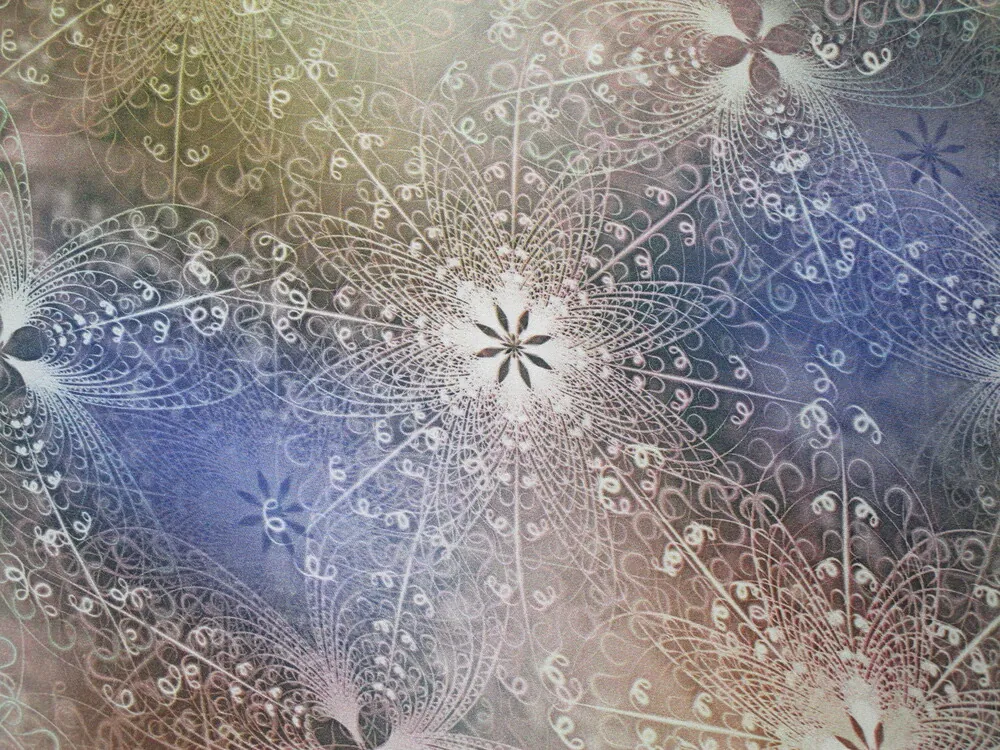 Hodváb hnedo-fialkový "kvety" 