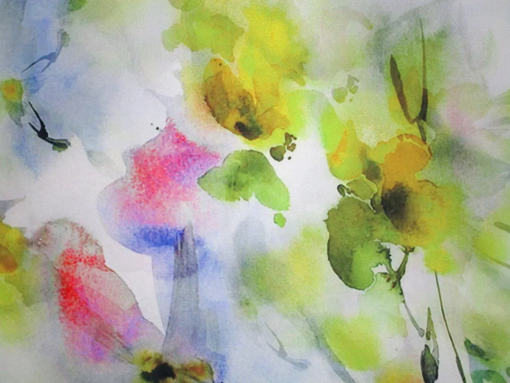 Hodváb smotanový "žlté rozpité kvety" 