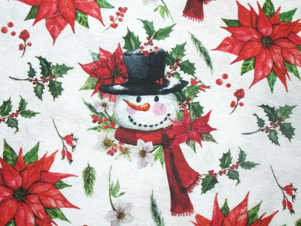 Poťahovka biela "snehuliak, vianočná ruža"