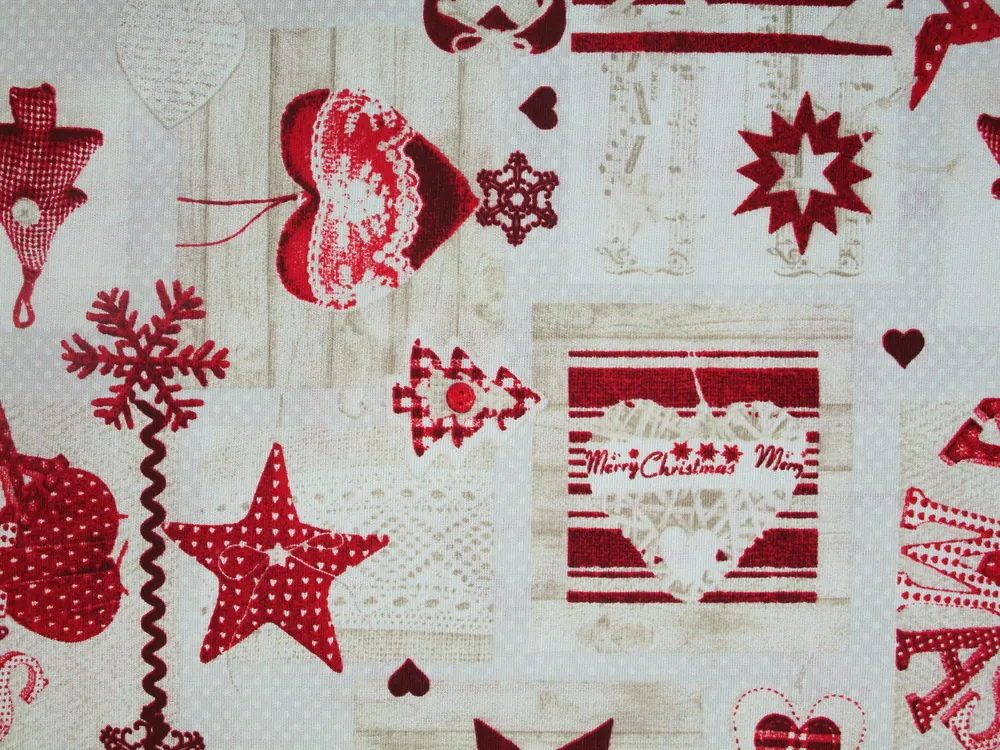 Poťahovka béžová "XMAS, vločka, hviezda"