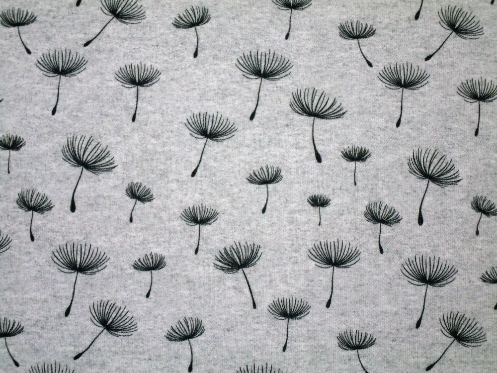 Teplákovina počesaná sivá "čierna púpava"