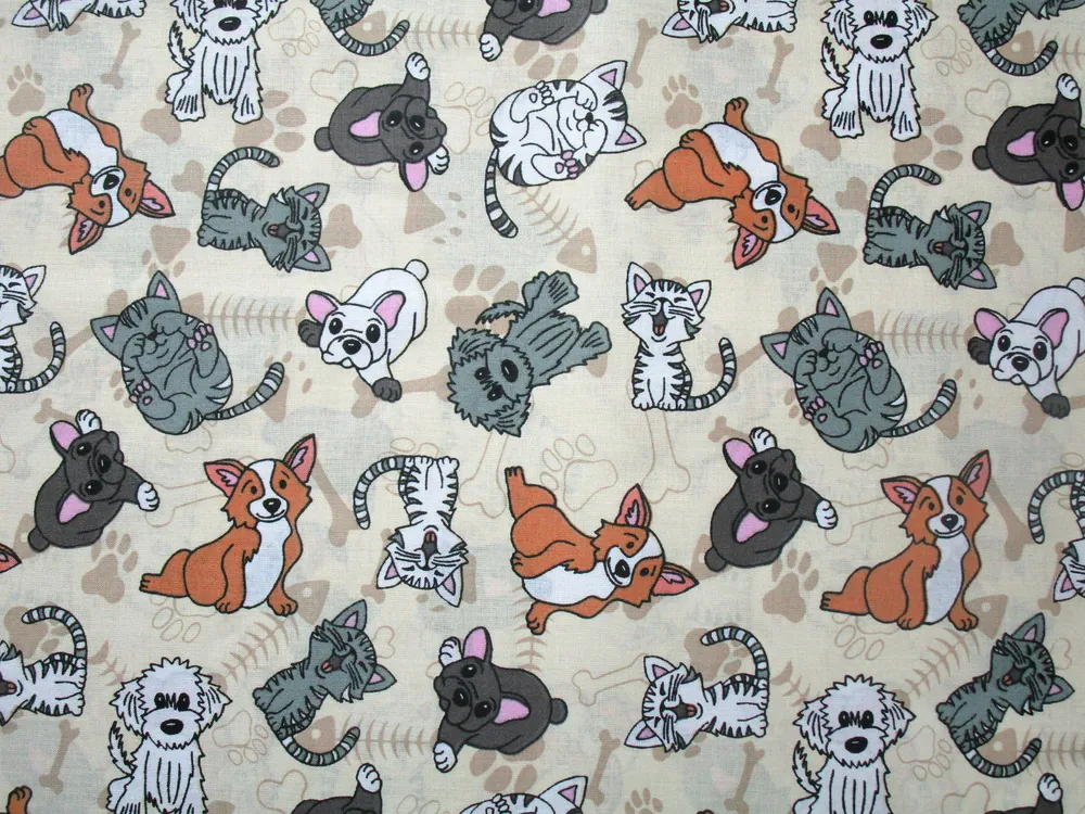 Bavlna maslová "mačička a psík" 