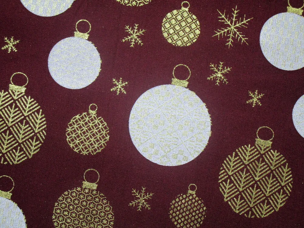 Bavlna vínová "zlaté vianočné gule" - zbytok
