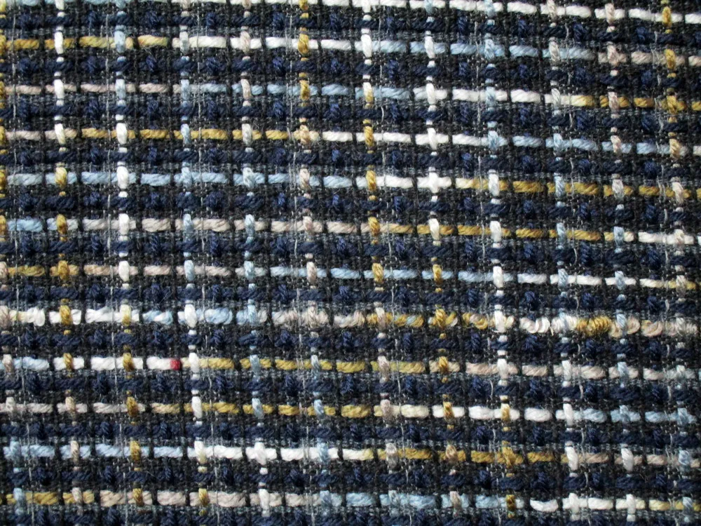 Kabátovina modro-čierna "bielo-olivovo-sivé nitky"