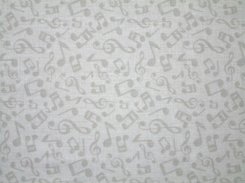 Bavlna biela "sivé hudobné noty" 