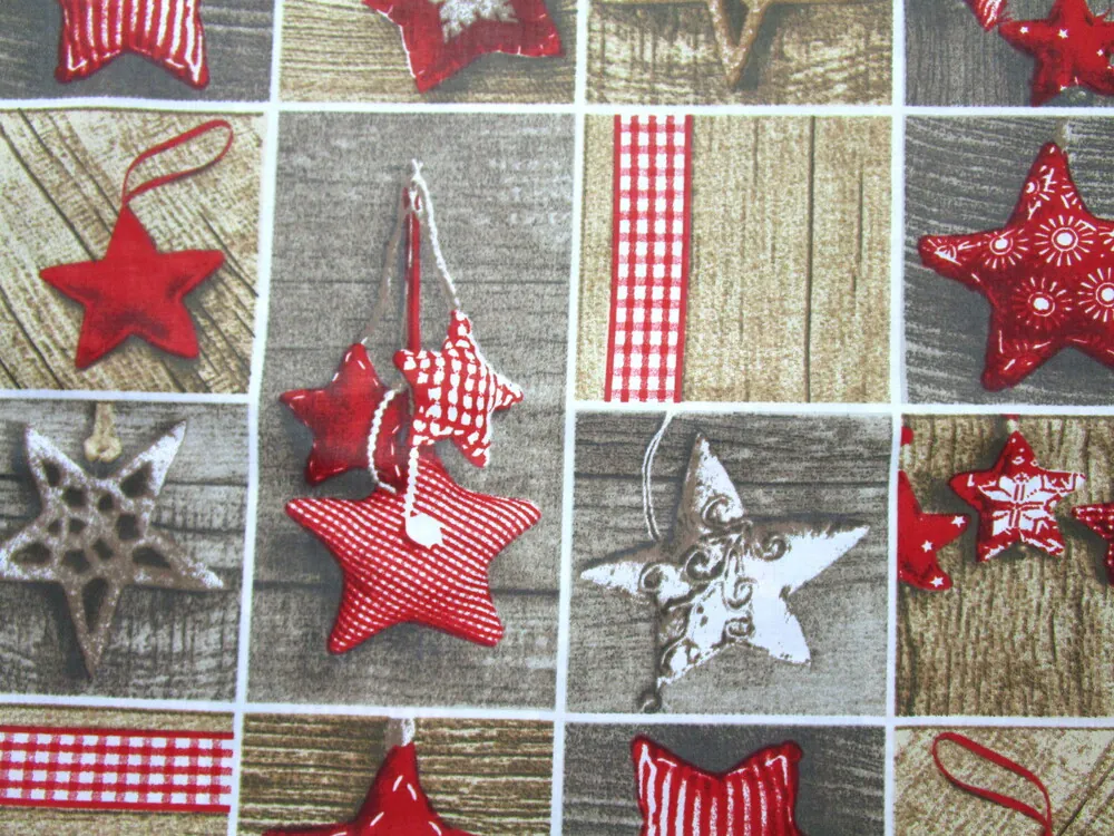 Bavlna bielo-hnedá "hviezdičky" 